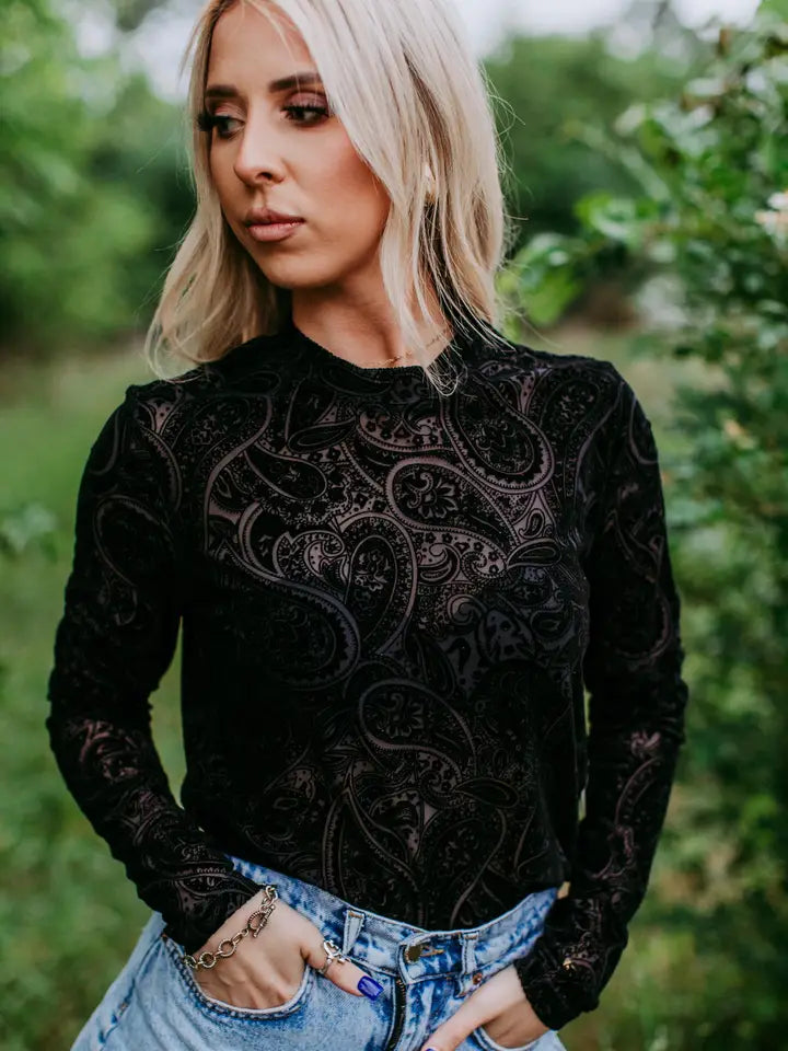 Saddle Up Velvet LS Mesh