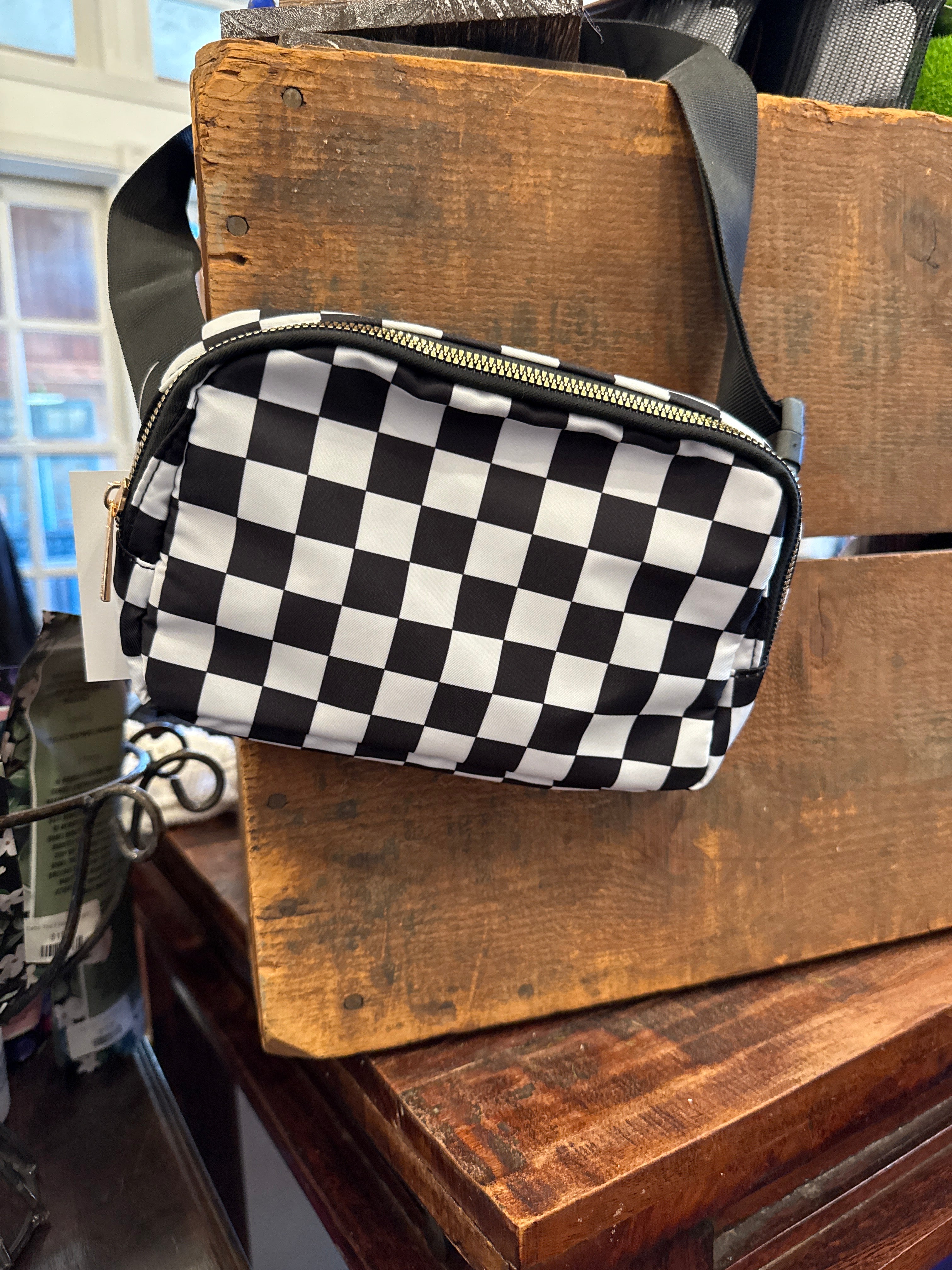 Checkered Print Crossbody