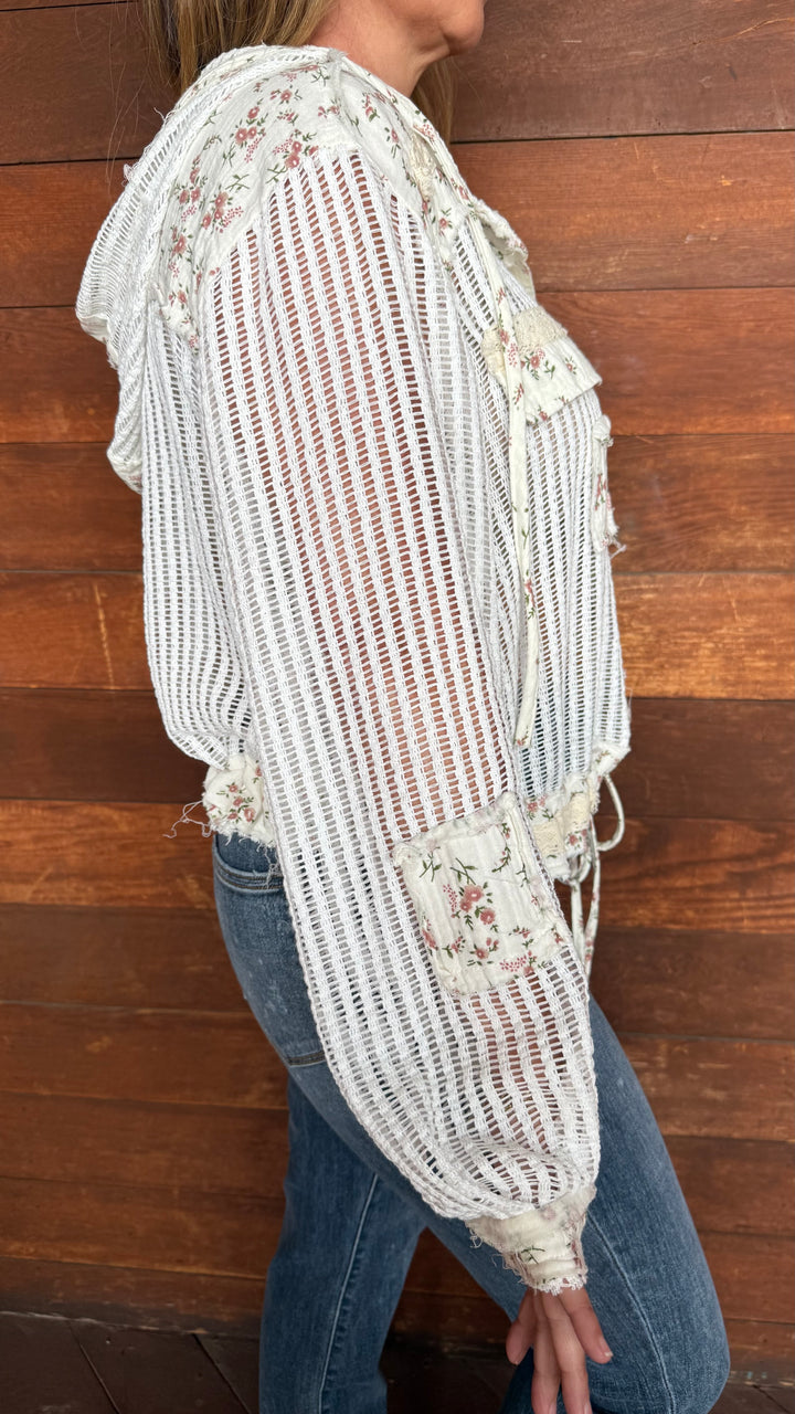 Knit Flower Hoodie