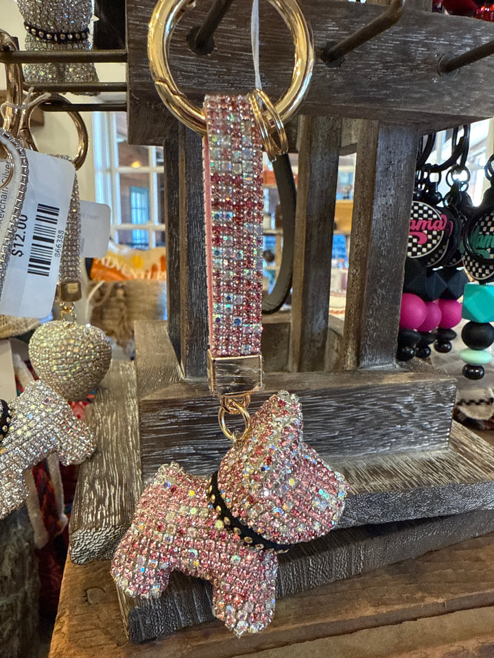 Rhinestone Puppy Keychain