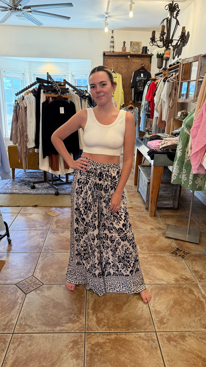 Paisley Printed Navy Pants