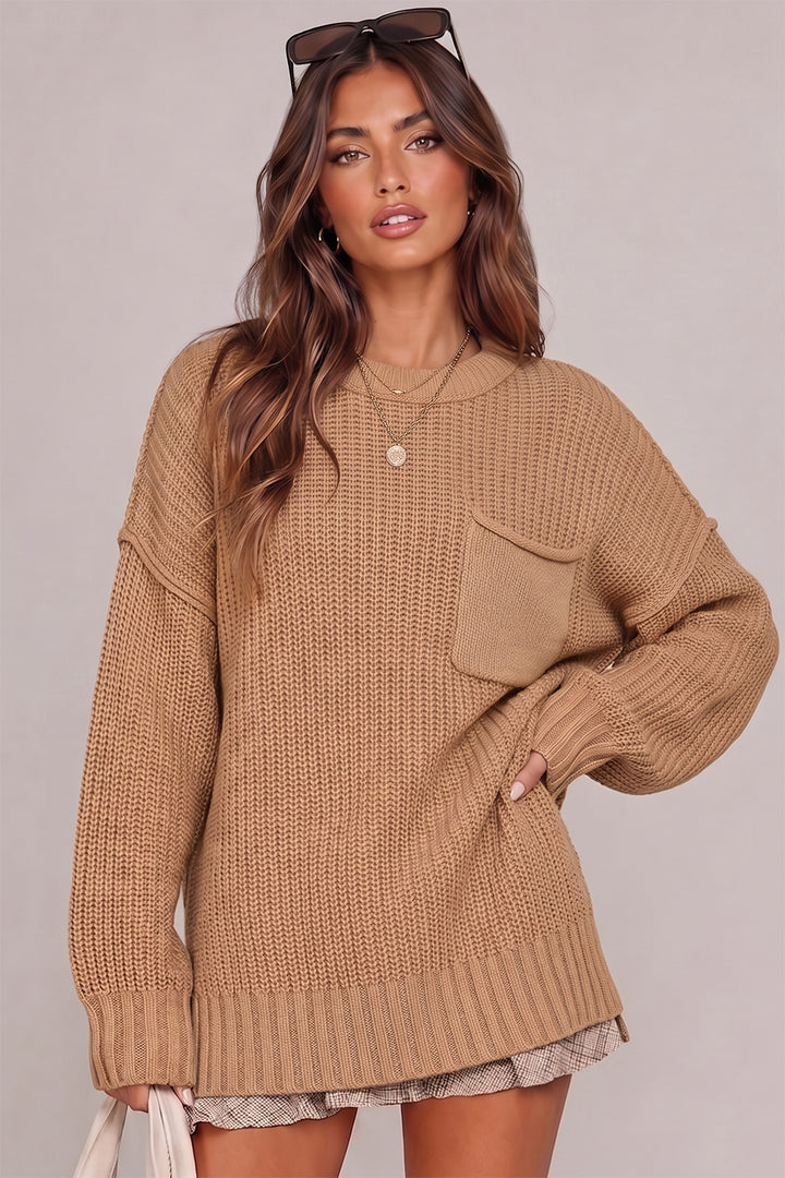 Sand Comfy Pocketed Sweater