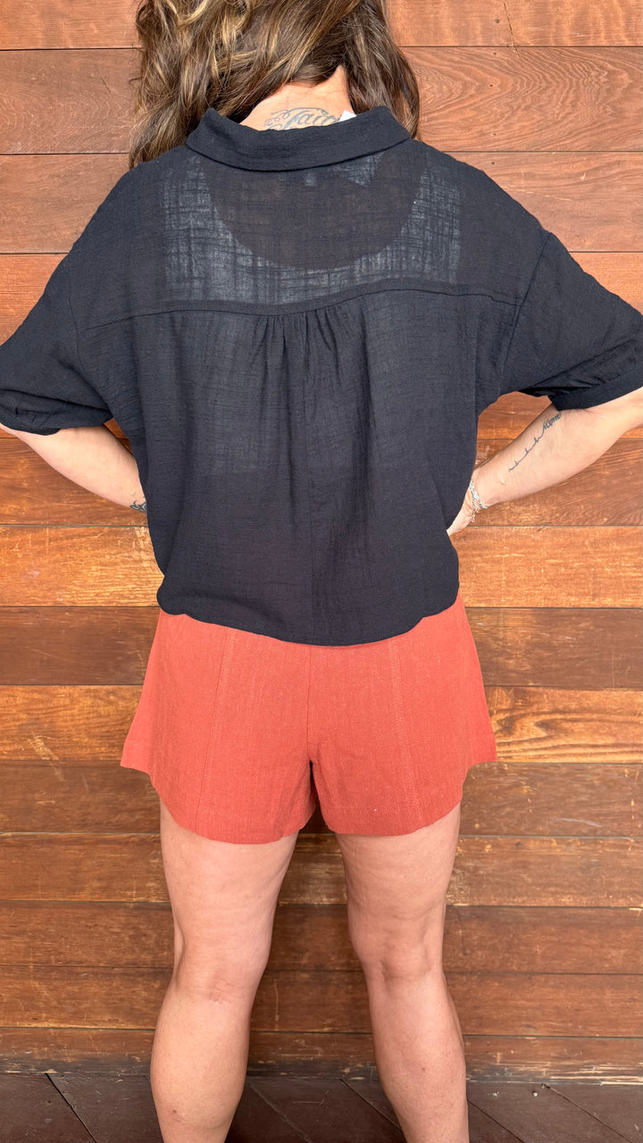 Button Down Crop Top