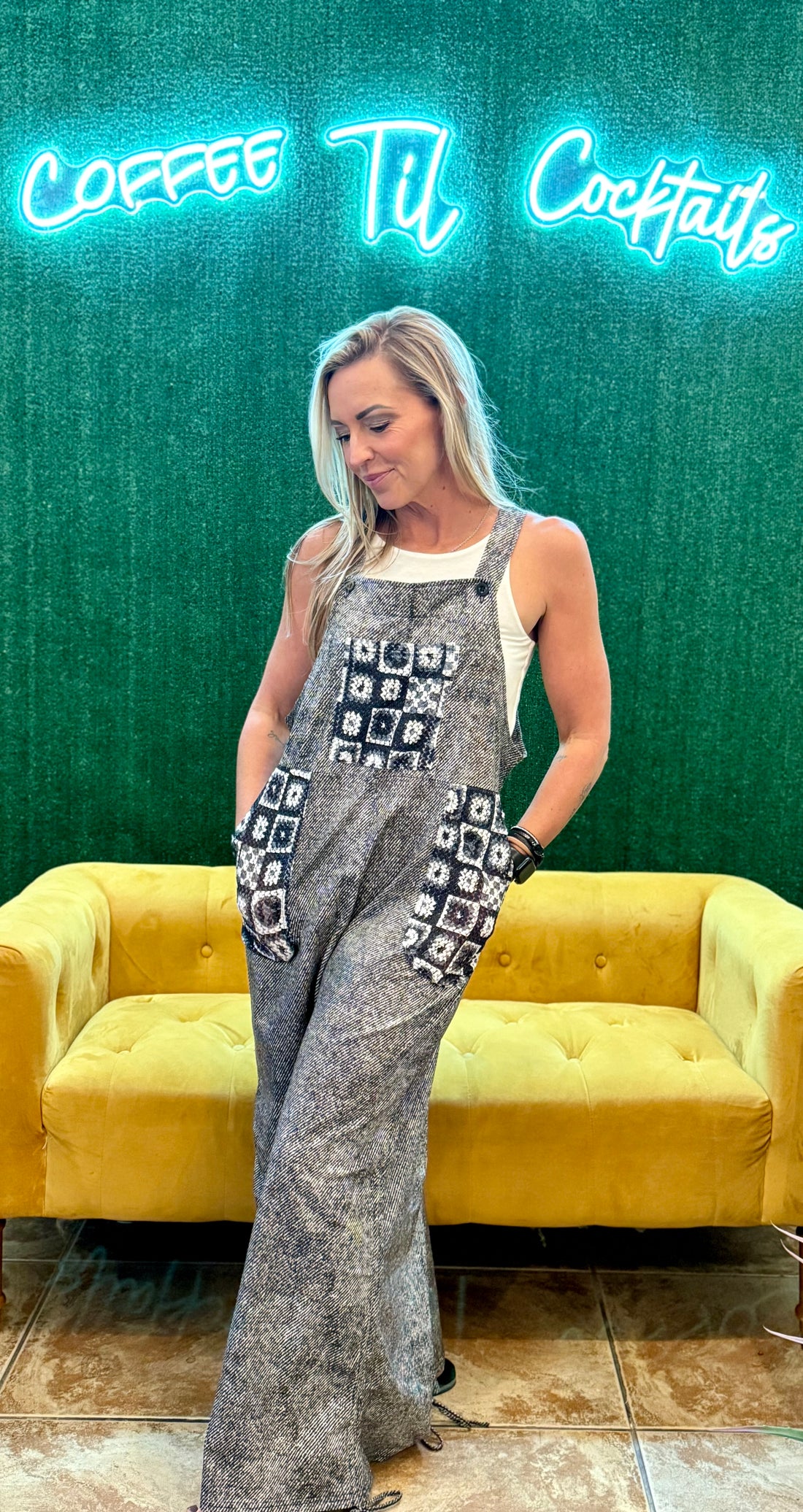 Charcoal Patchwork Overalls