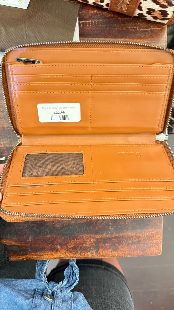Wrangler Brown Leopard Wristlet