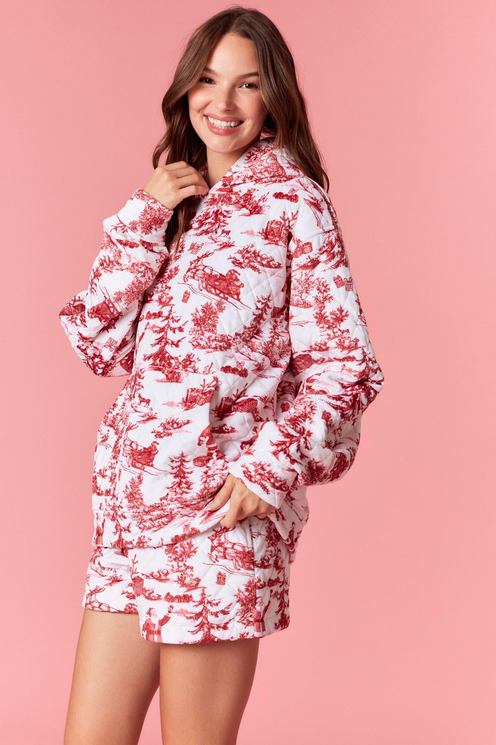 Holiday Printed Velour Hoodie