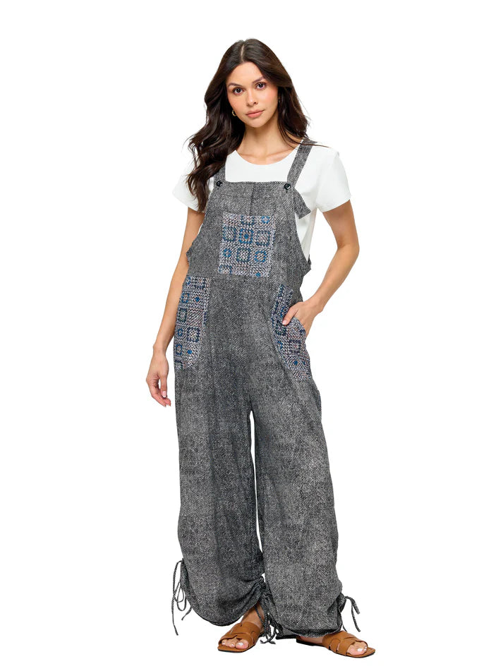 Charcoal Patchwork Overalls