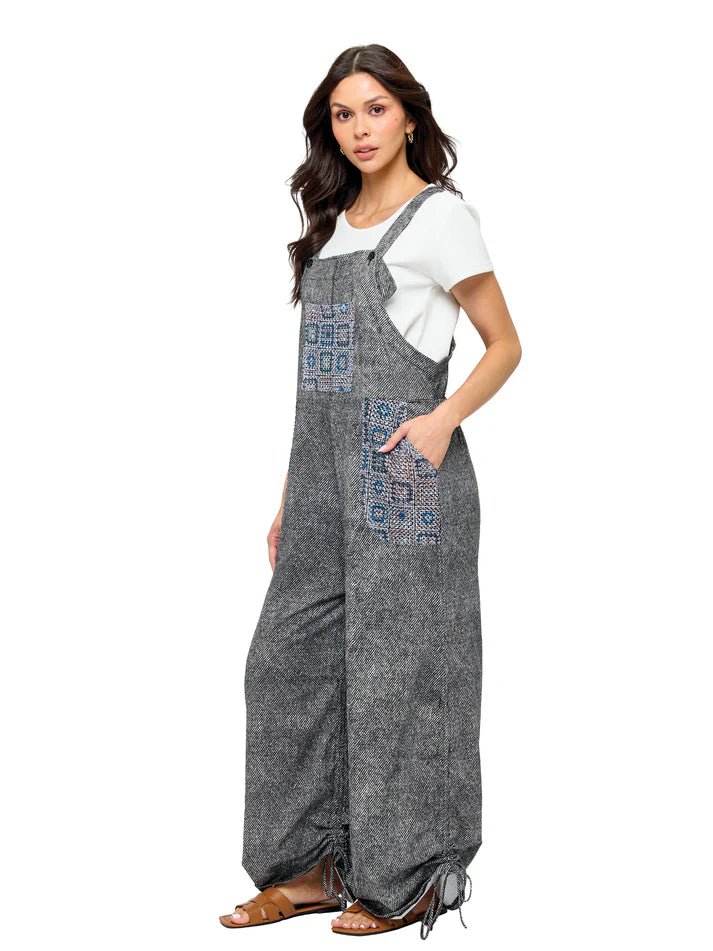 Charcoal Patchwork Overalls