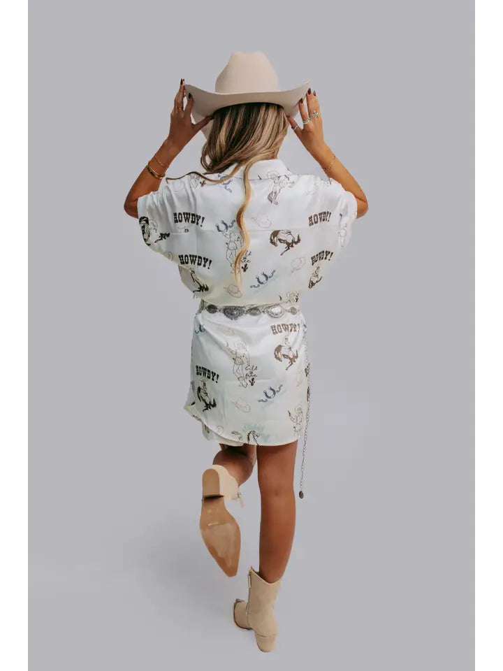 Cowgirl Satin Shirt Romper