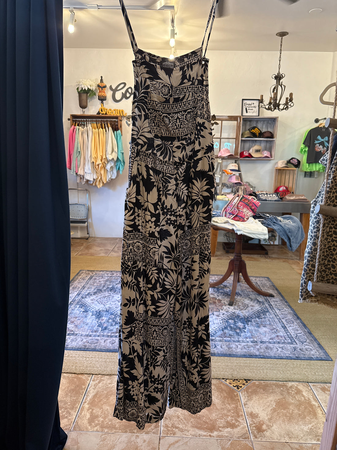 Floral Patchwork Flare Jumpsuit