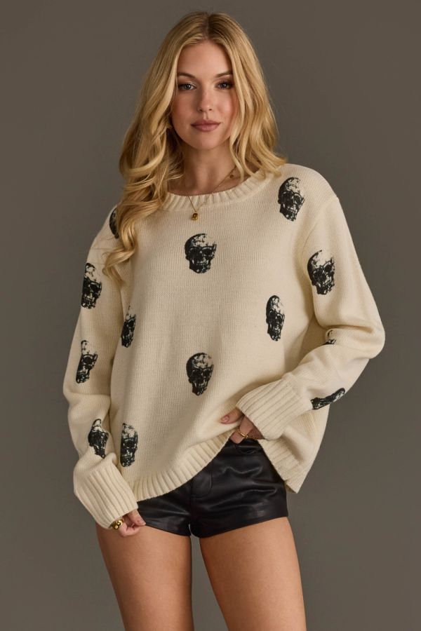 Skull Sweater | Women's Skull Graphic Knit Sweater