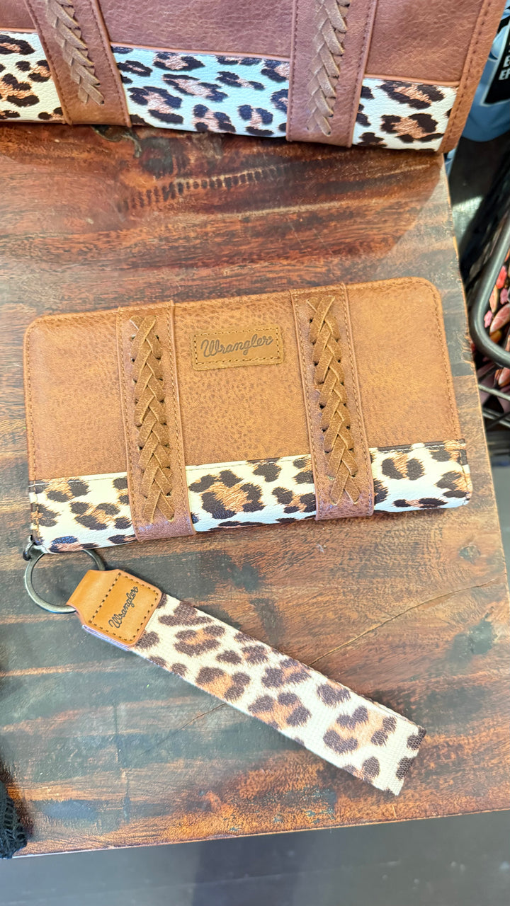Wrangler Brown Leopard Wristlet