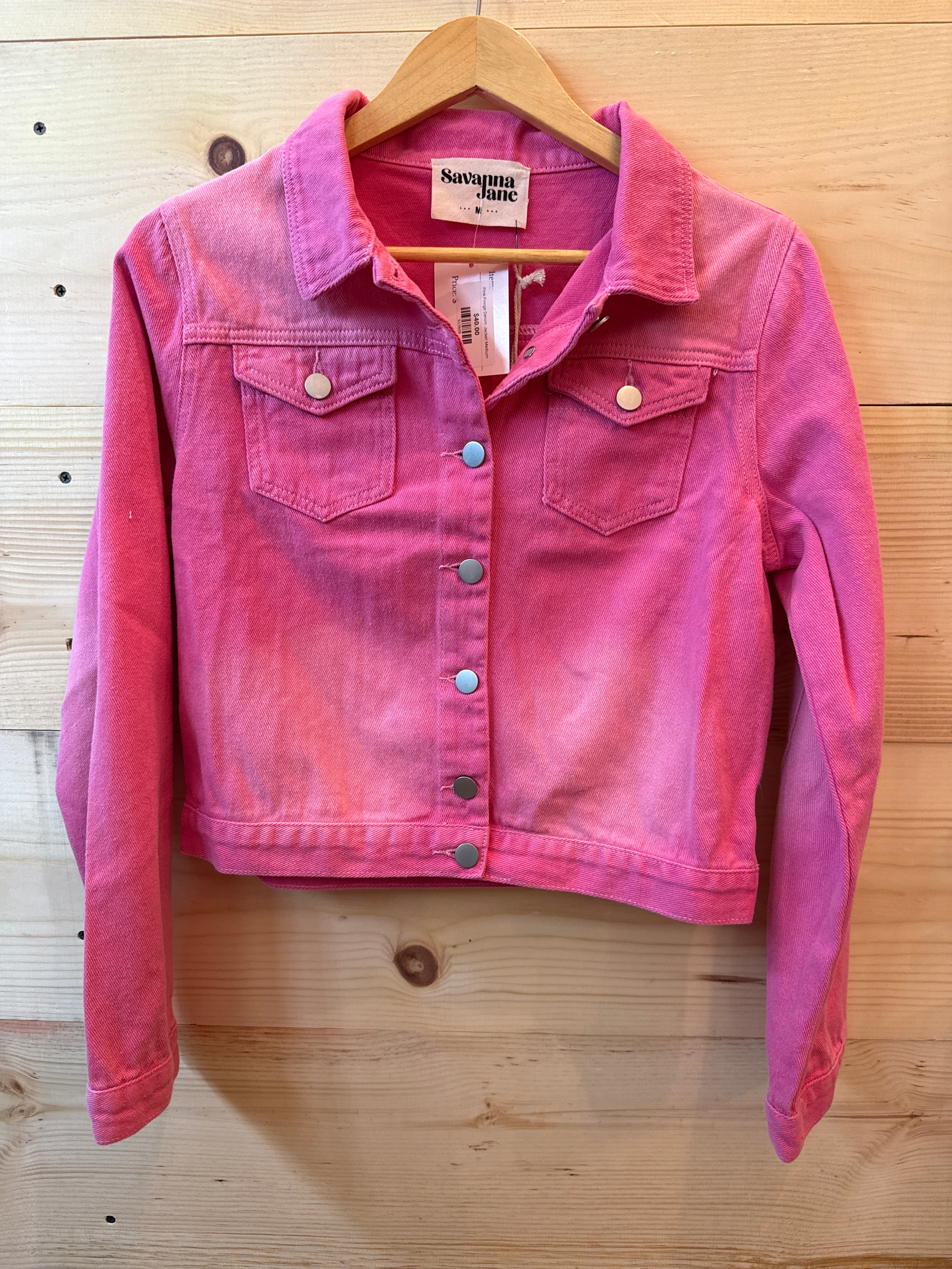 Pink Fringe Denim Jacket