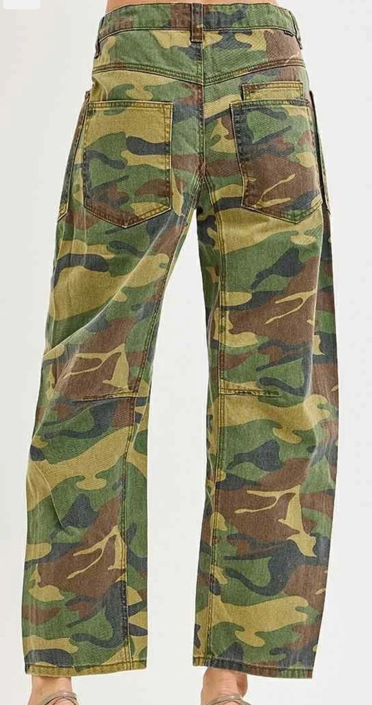 Jane Camo Cropped Relaxed Barrel Pants