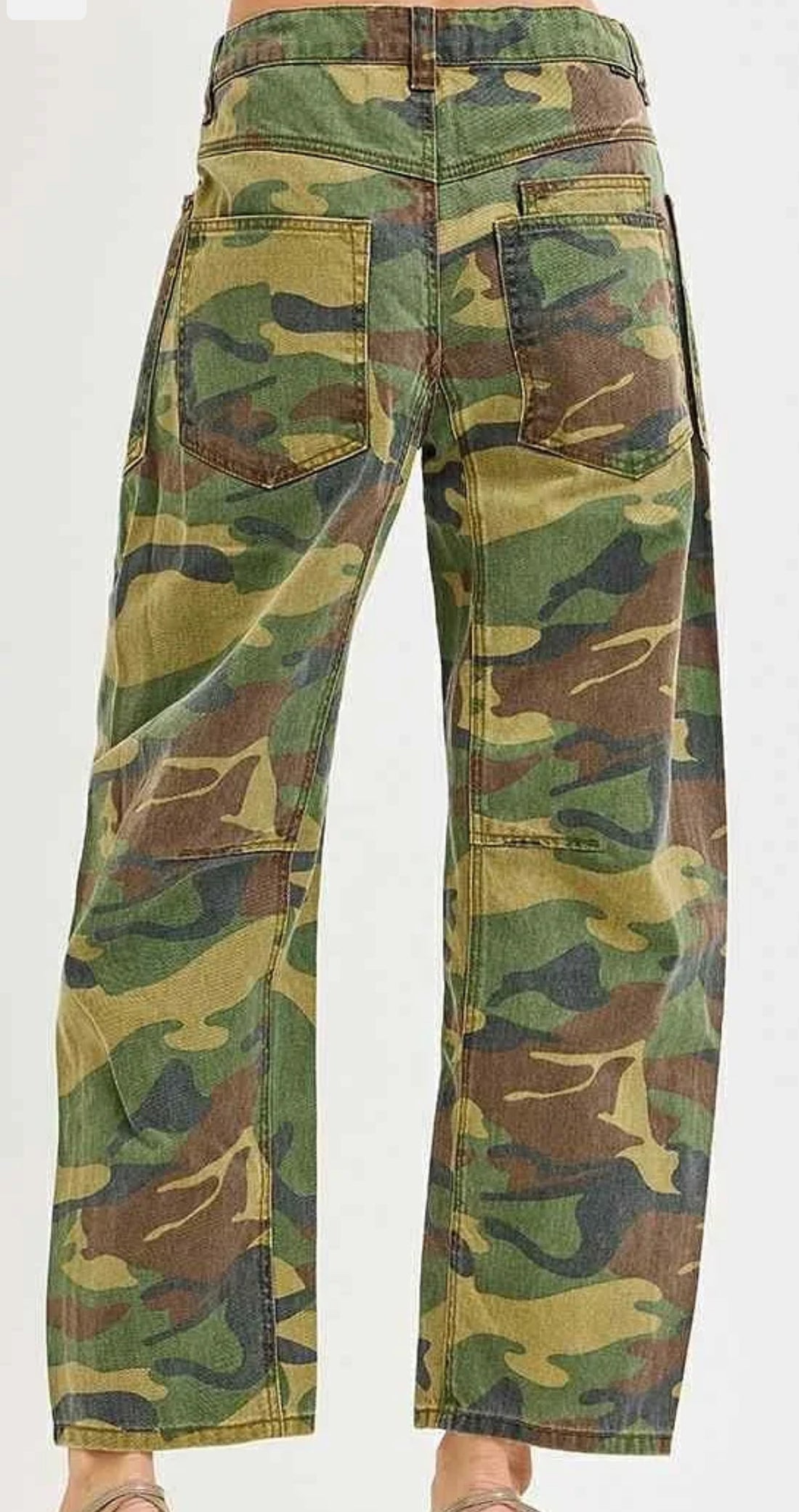 Jane Camo Cropped Relaxed Barrel Pants