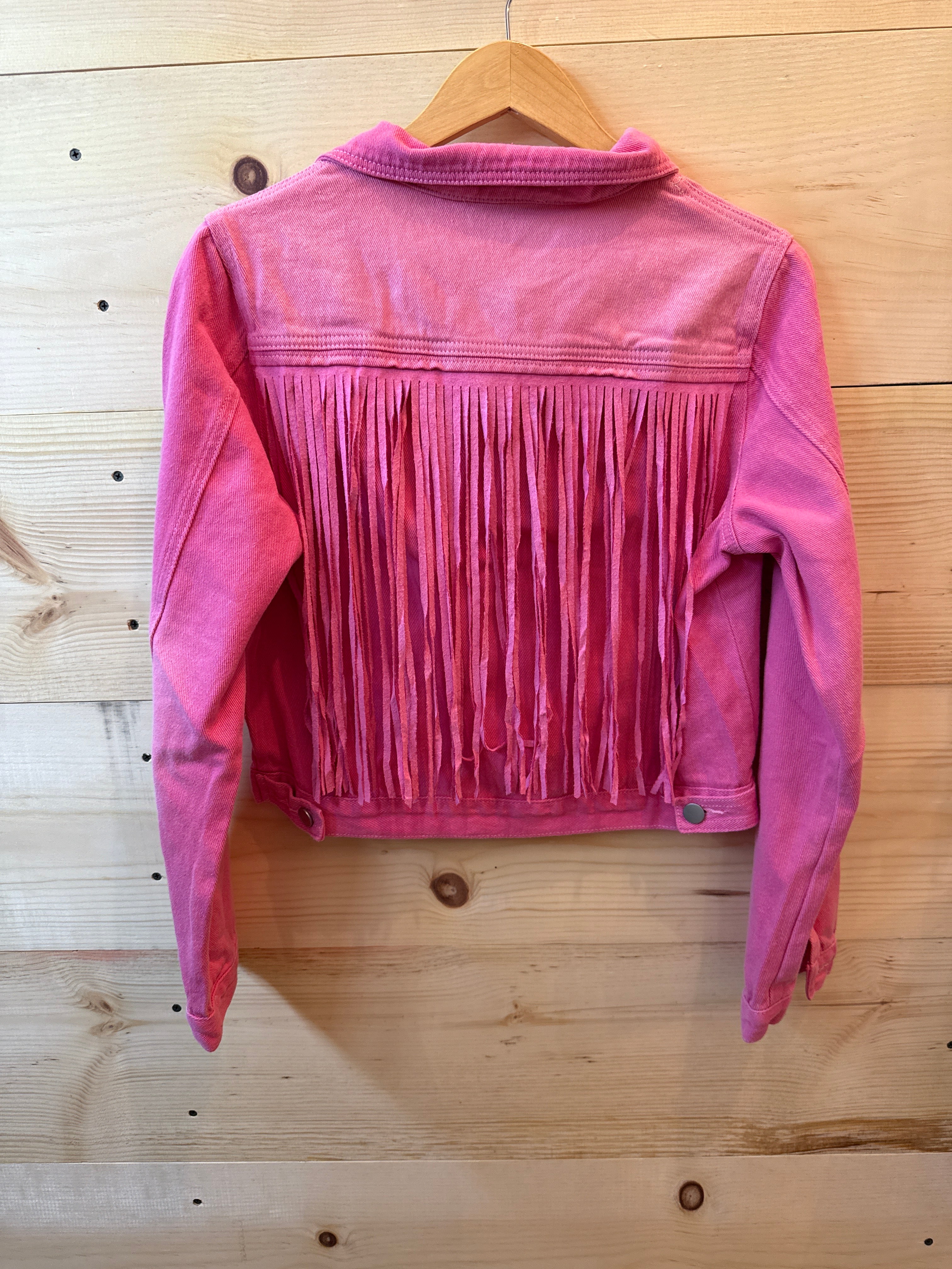 Pink Fringe Denim Jacket