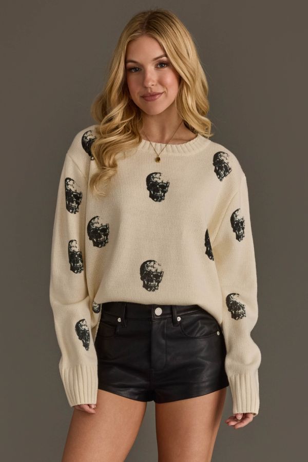 Skull Sweater | Women's Skull Graphic Knit Sweater