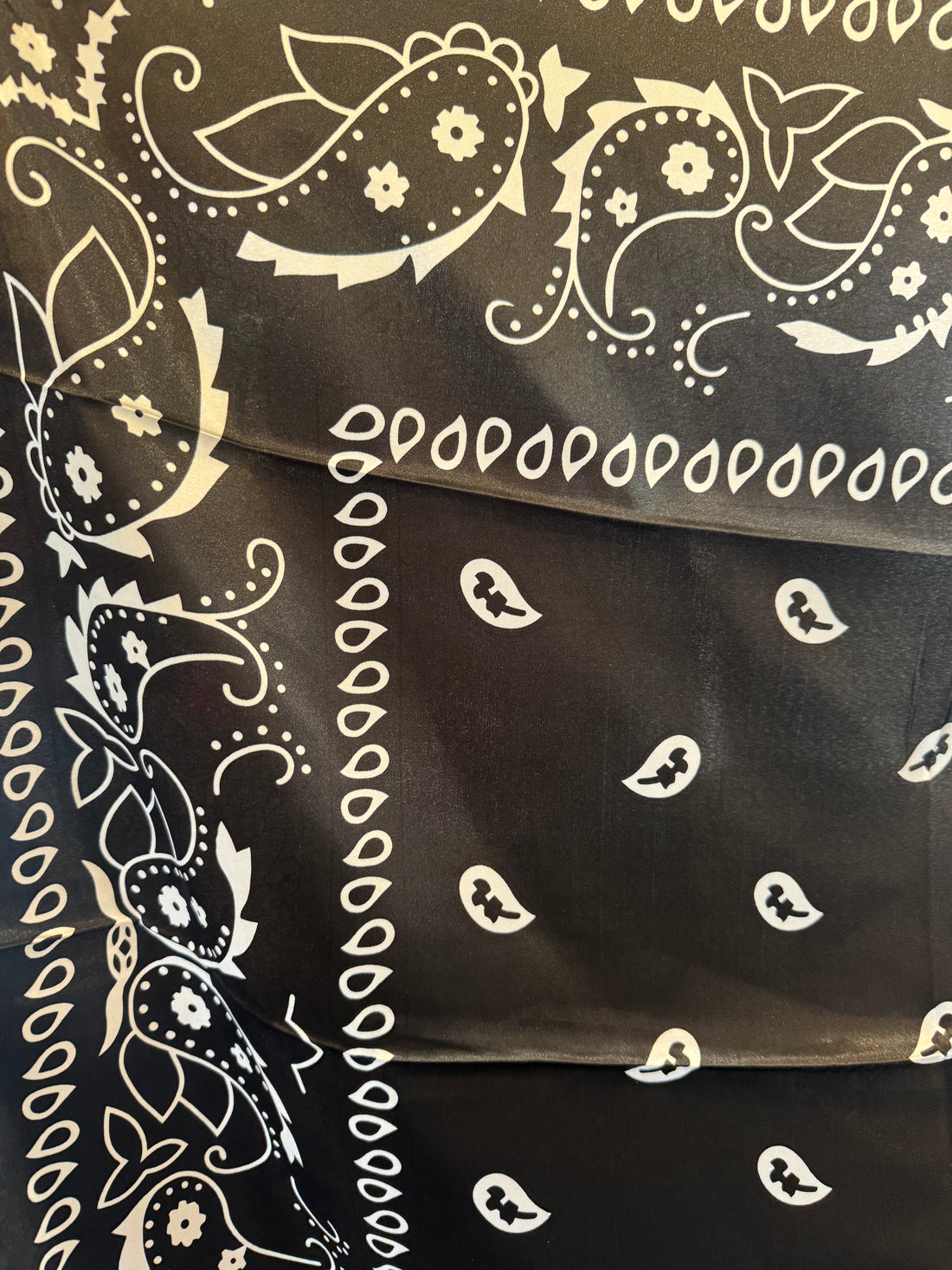 Wild Rags Black Paisley Satin