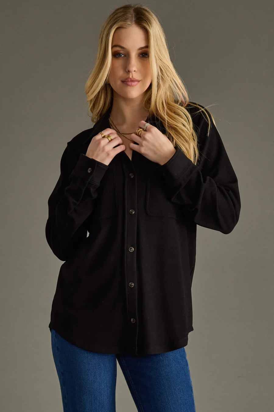 Black Super Soft Button Up