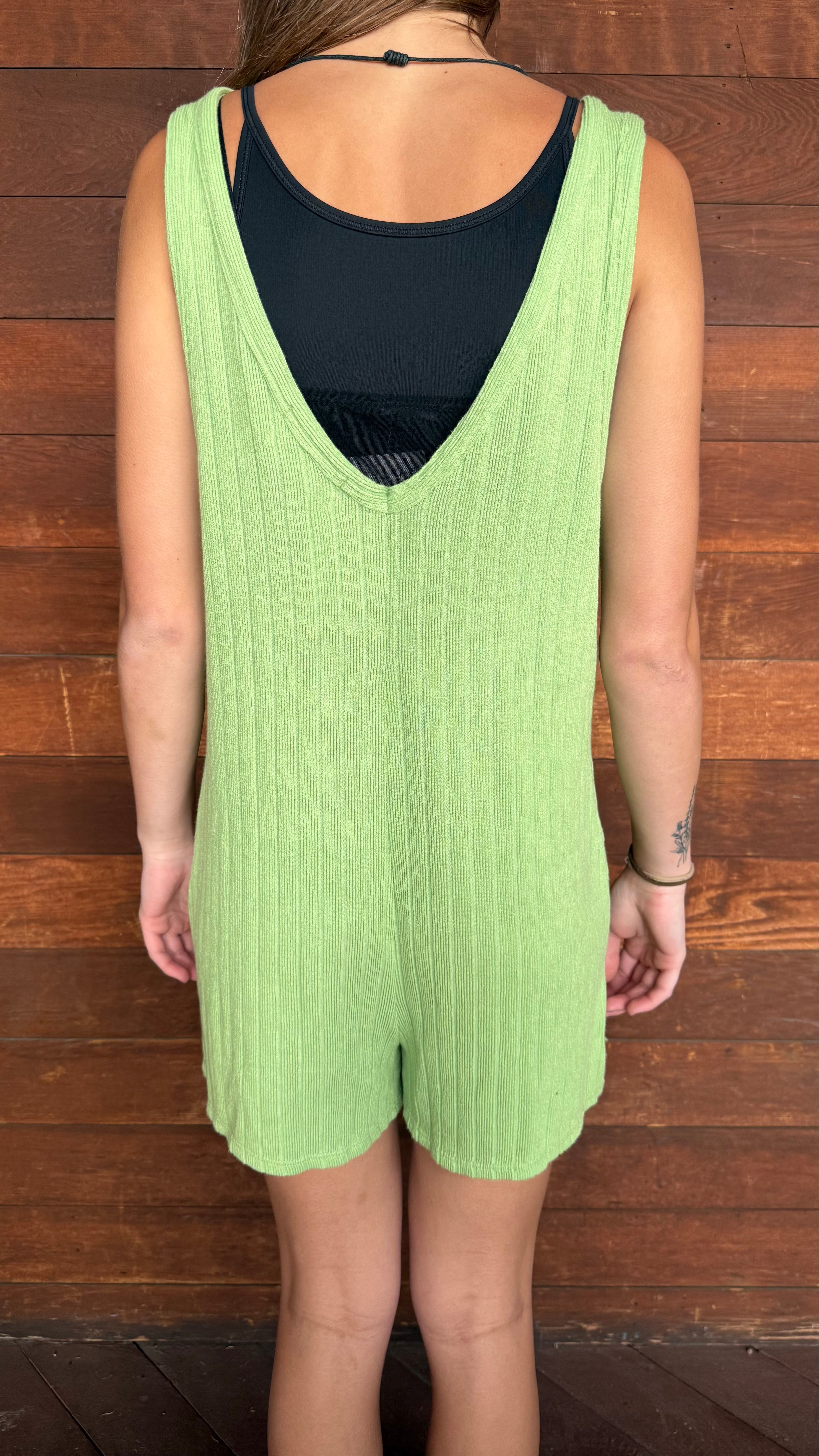 Lime Pocket Knit Romper
