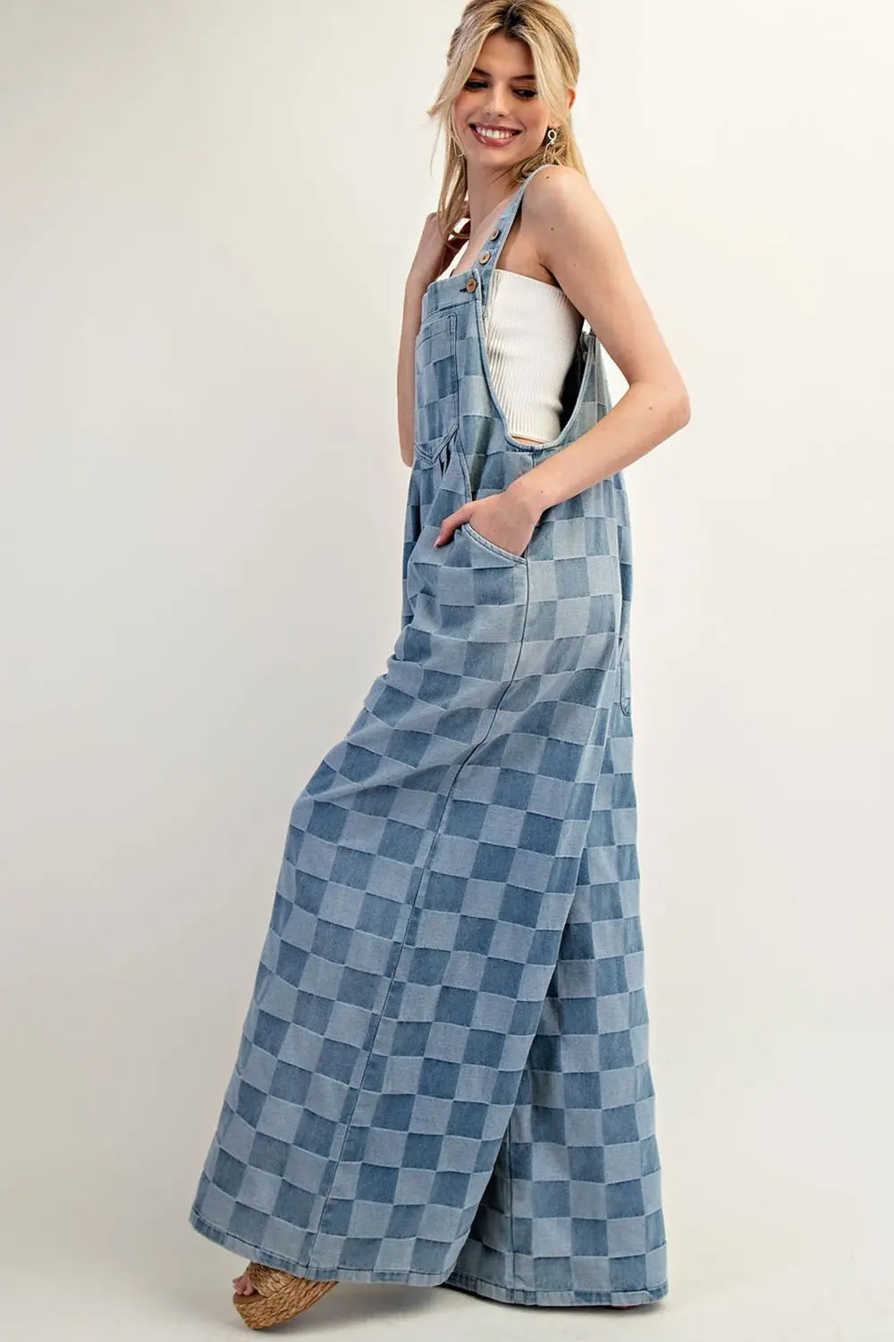 Checker Print Overalls