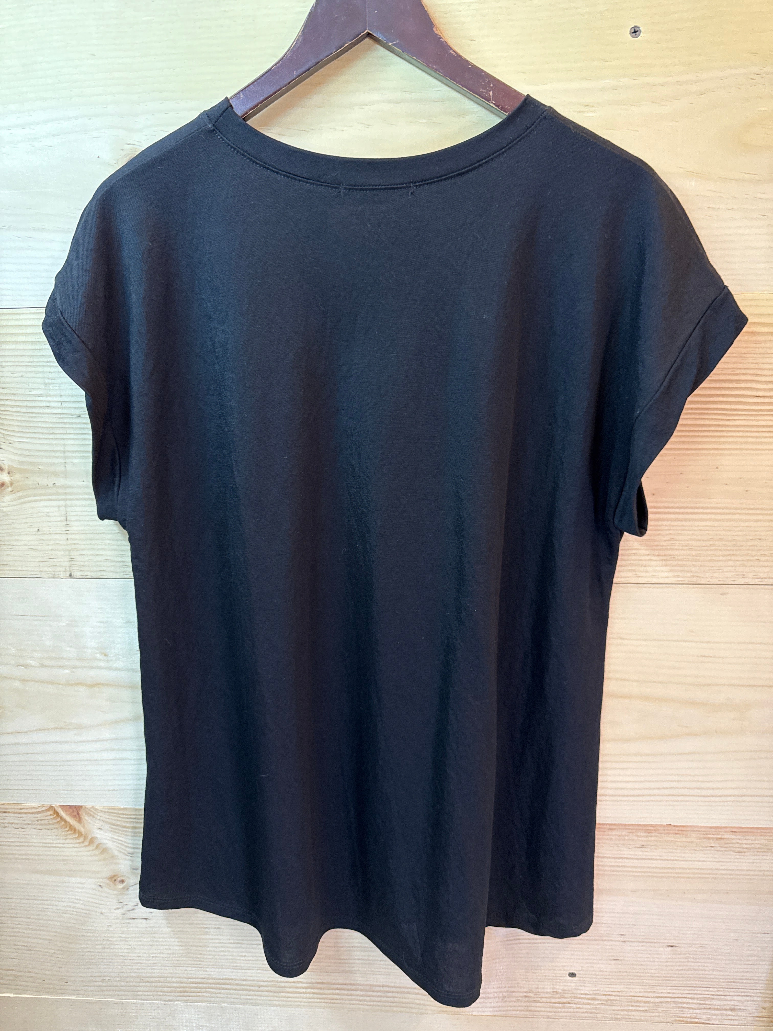 Gabbie Black Round Neck Tee