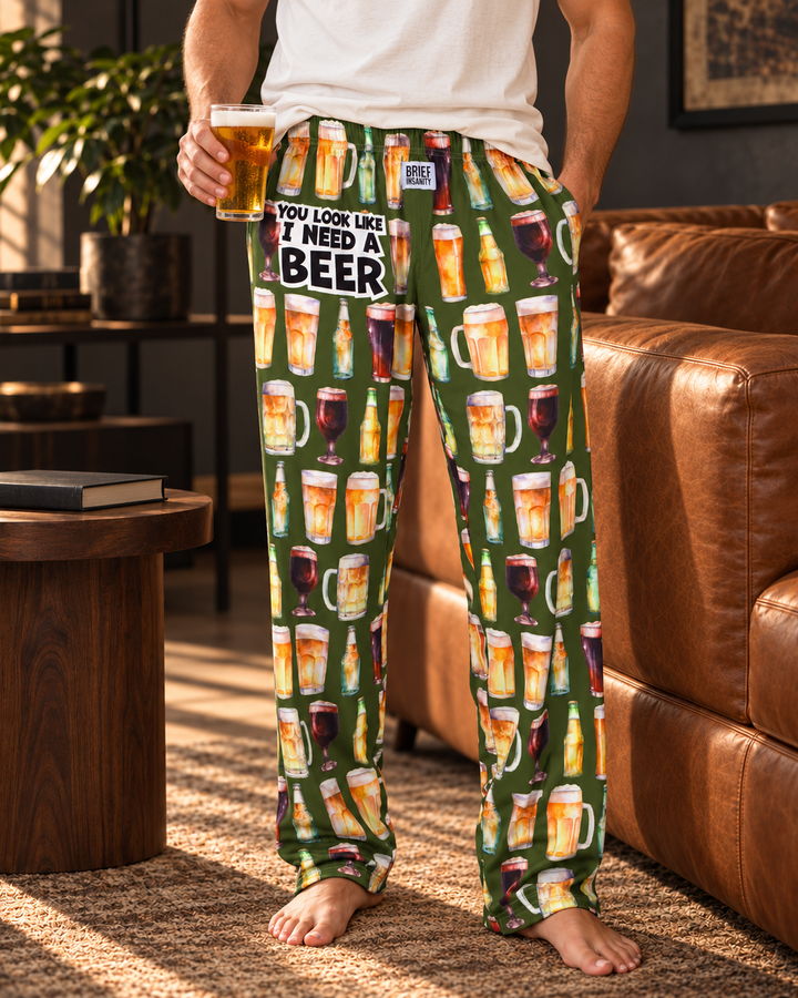 You Look Like I Need a Beer Lounge Pants | Men's Funny Pajama Pants