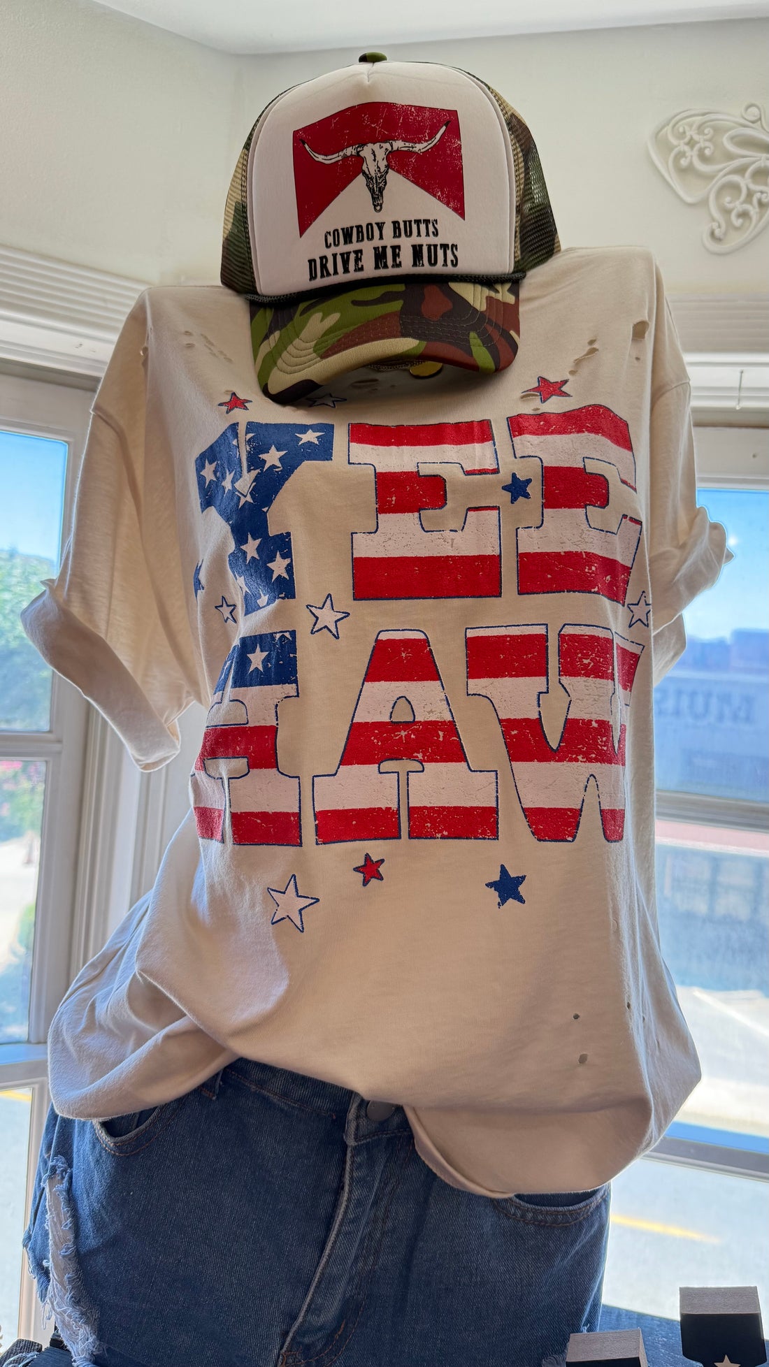 Yeehaw Distressed Tee