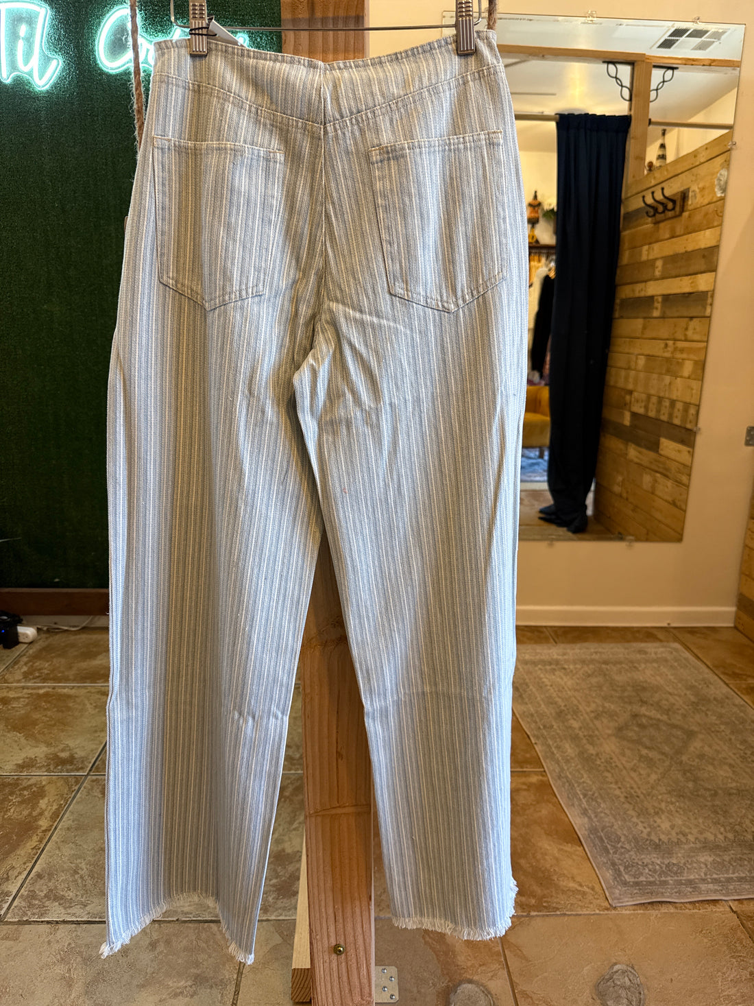 Striped Straight Denim Pants