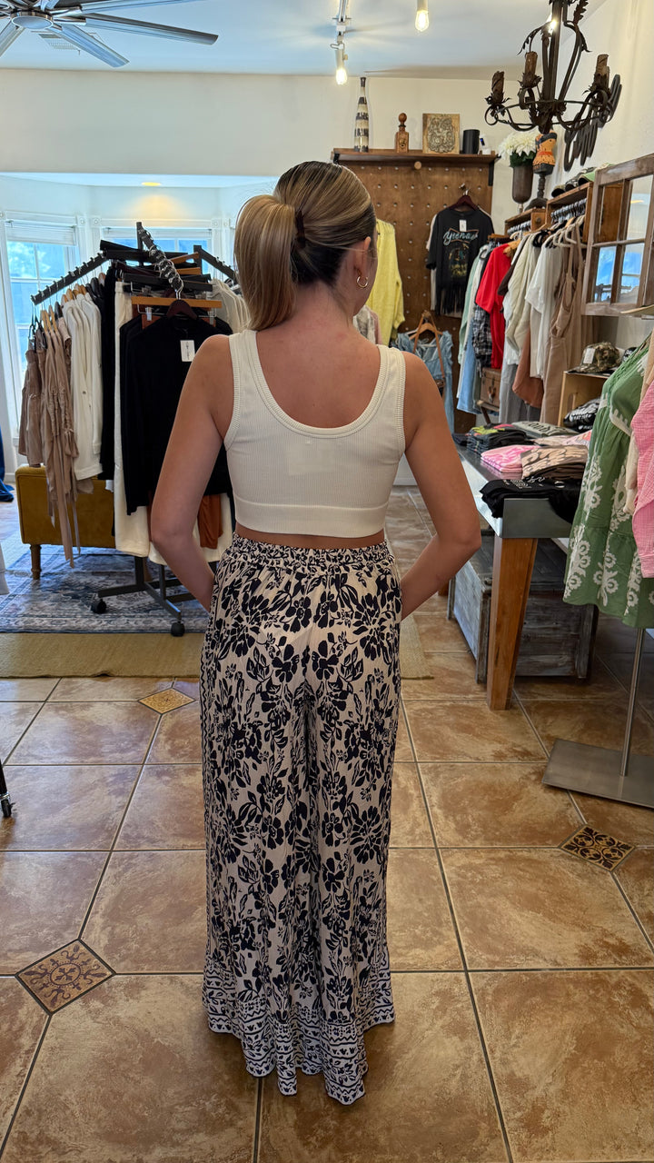 Paisley Printed Navy Pants