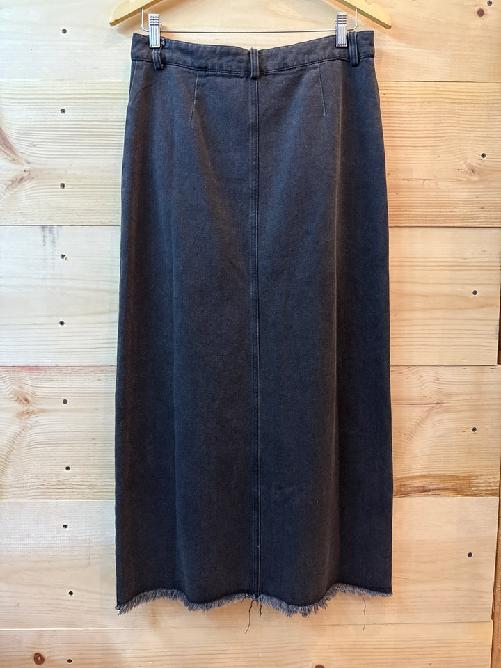 Criss Cross Black Denim Skirt