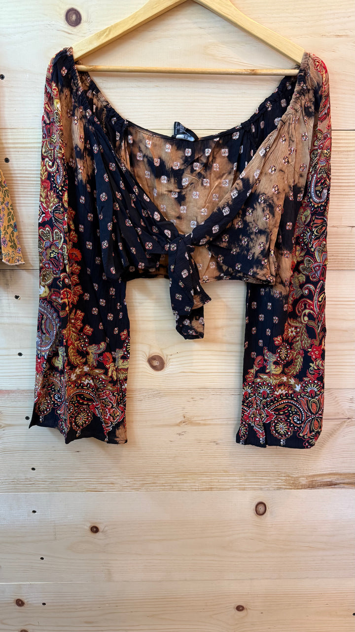 Sunburst Tie Front Crop Top