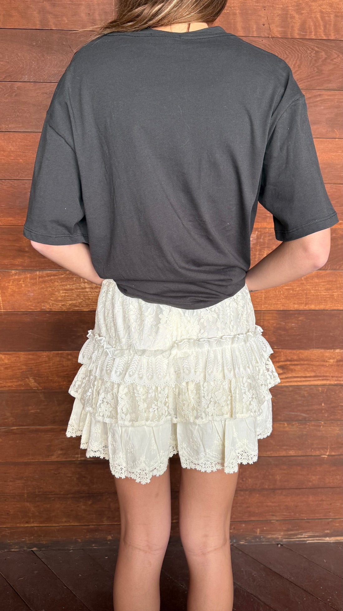 Cream Ruffled Shorts