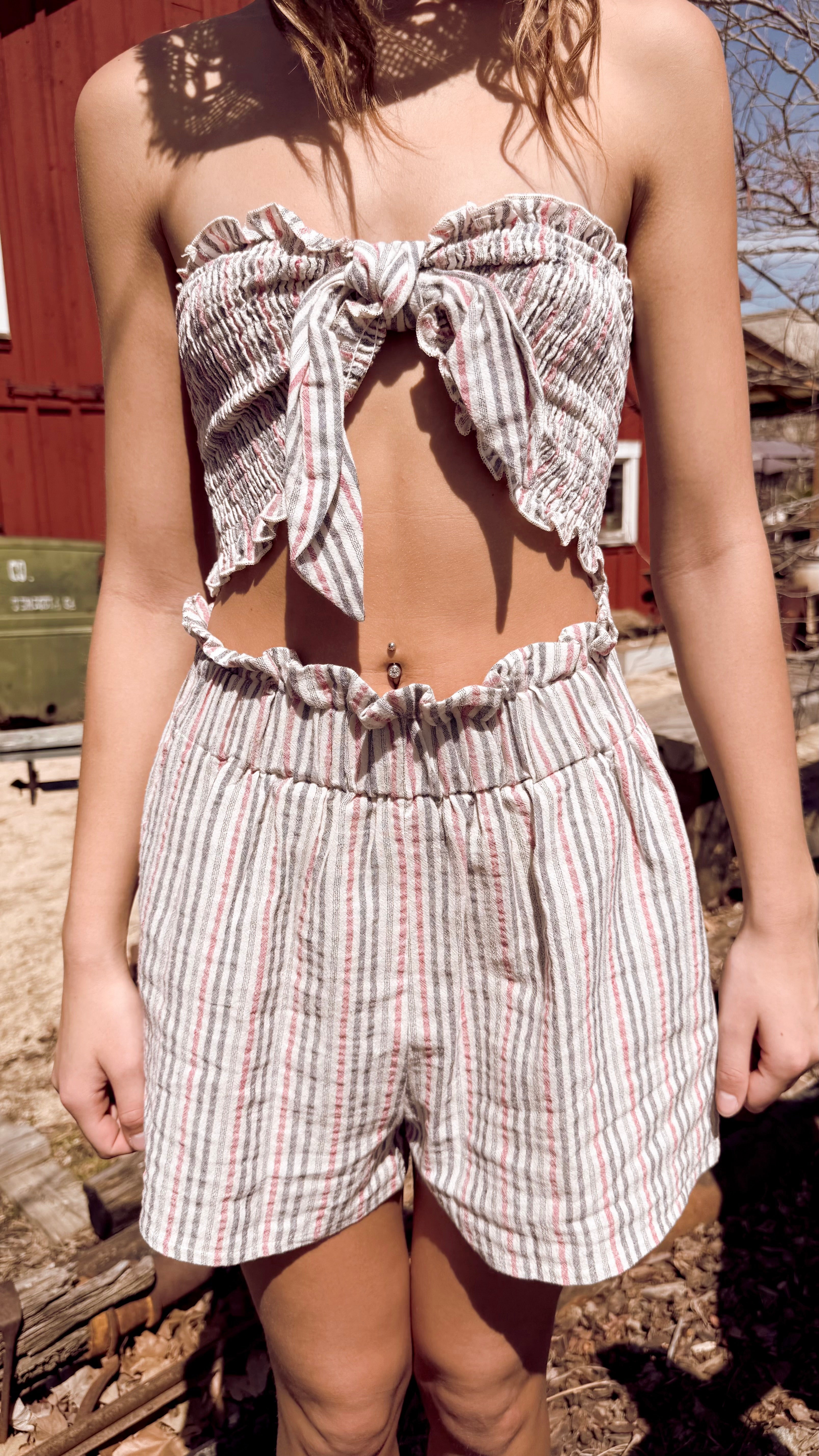 Red White and Cropped Set