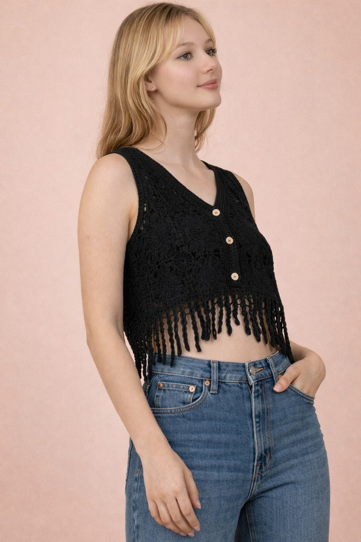 Fringe Floral Crochet Top