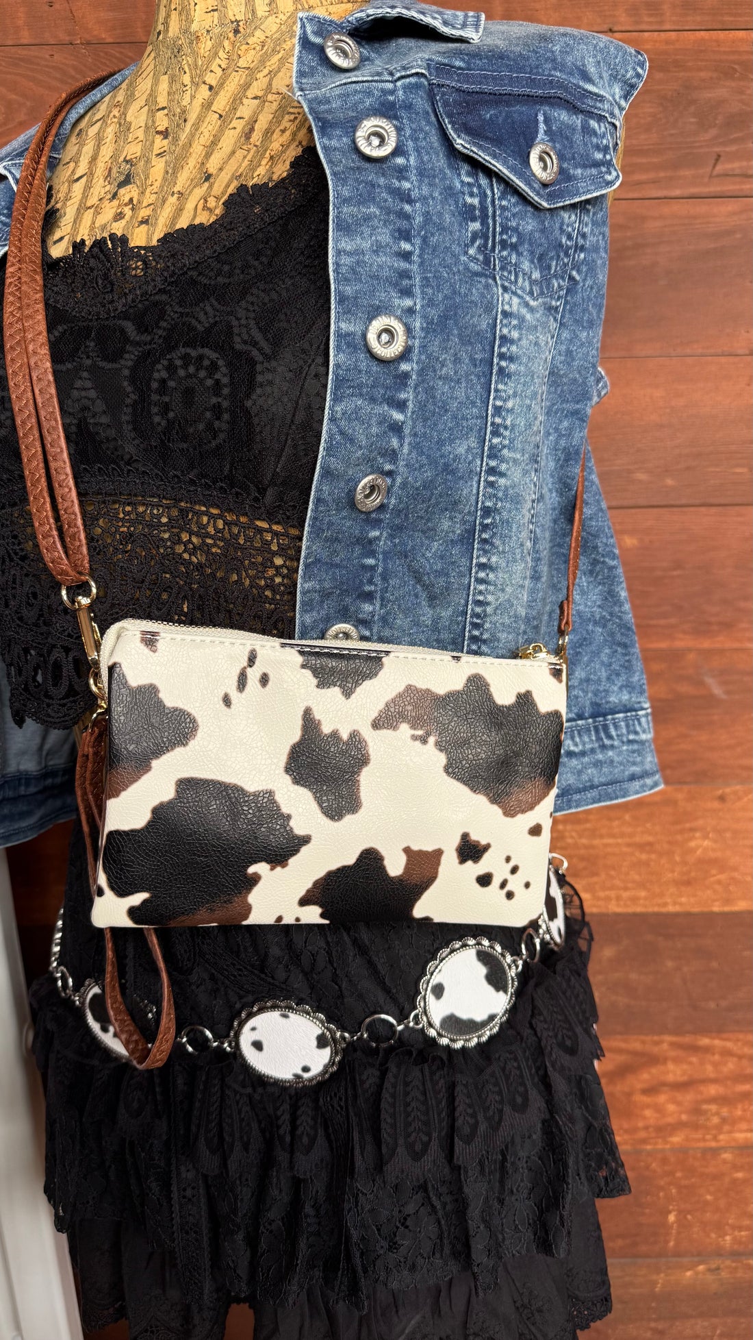 Riley Cow Crossbody