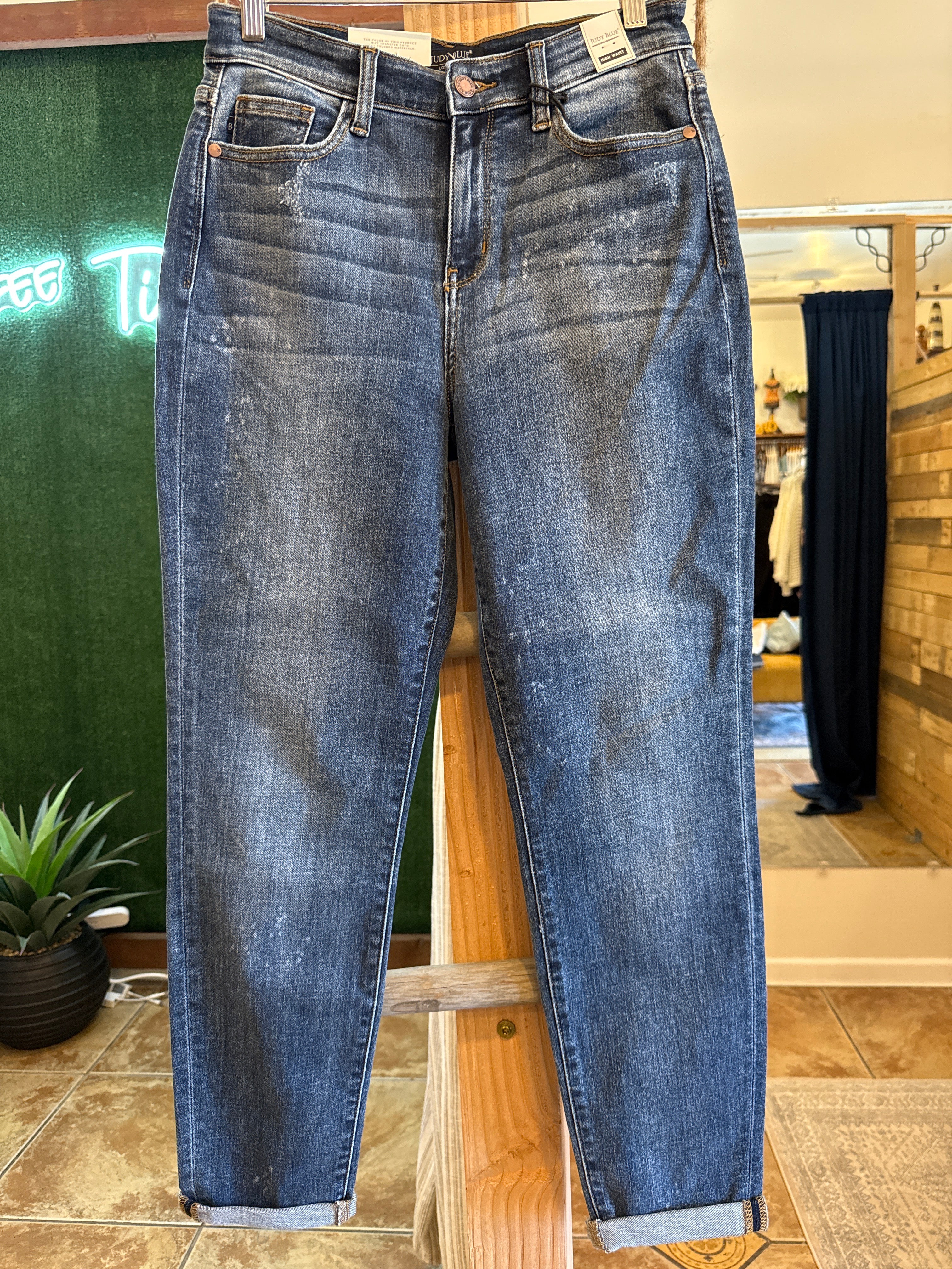 Judy Blue High Waist Bleach Splash Boyfriend