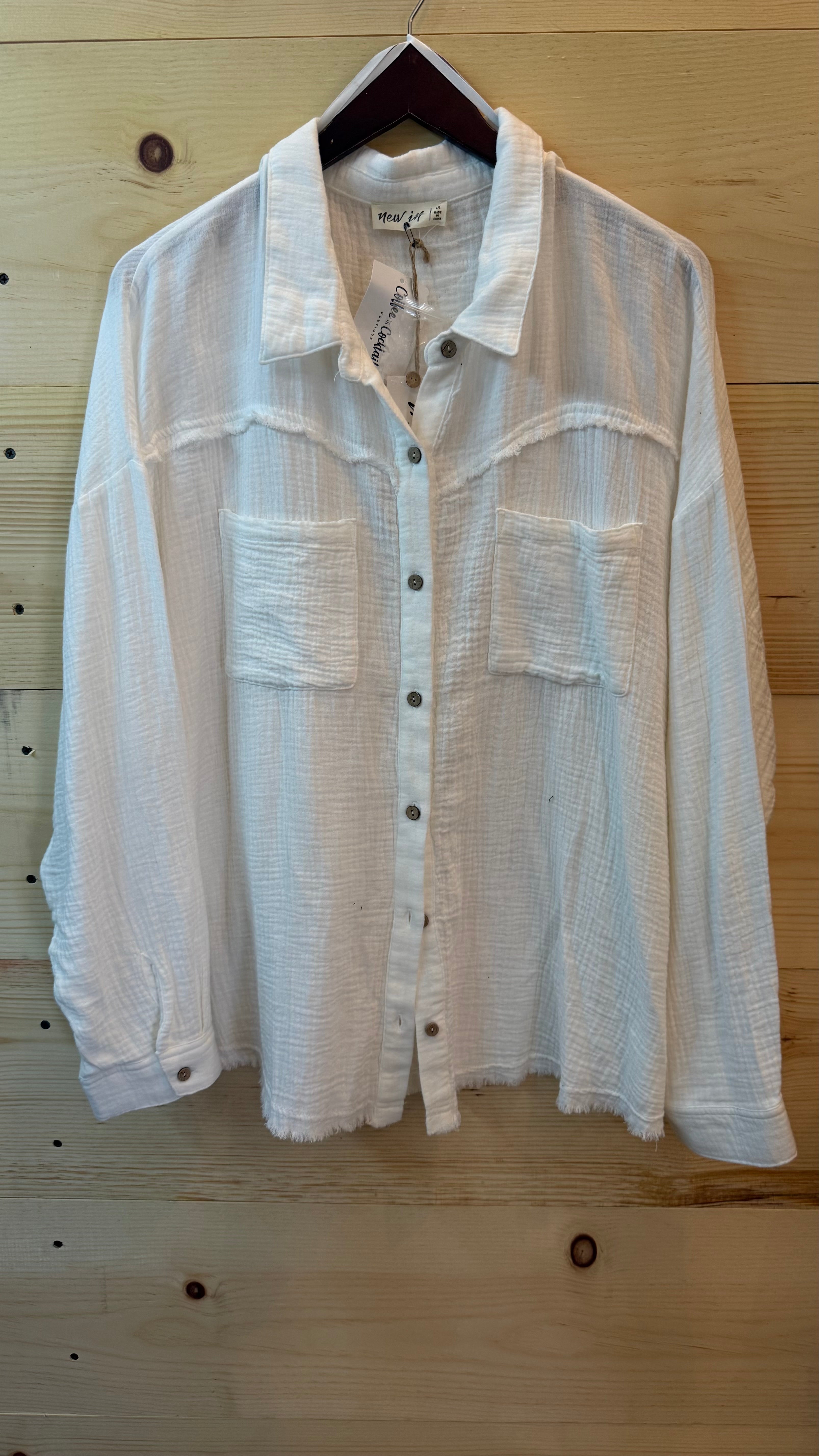 Beachy White Button Up