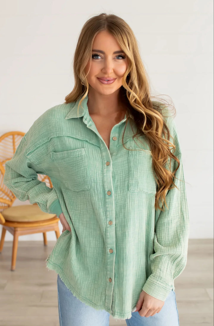 Palm Green Woven Shirt