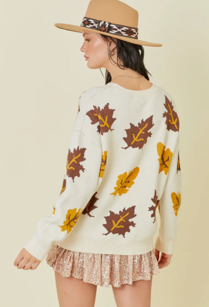 Fall Leaves Knit Sweater