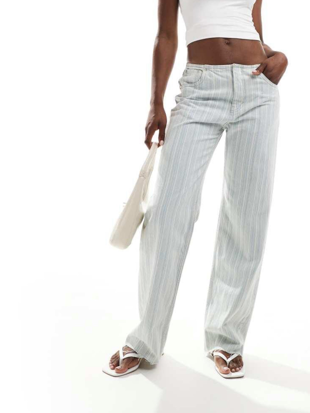 Striped Straight Denim Pants
