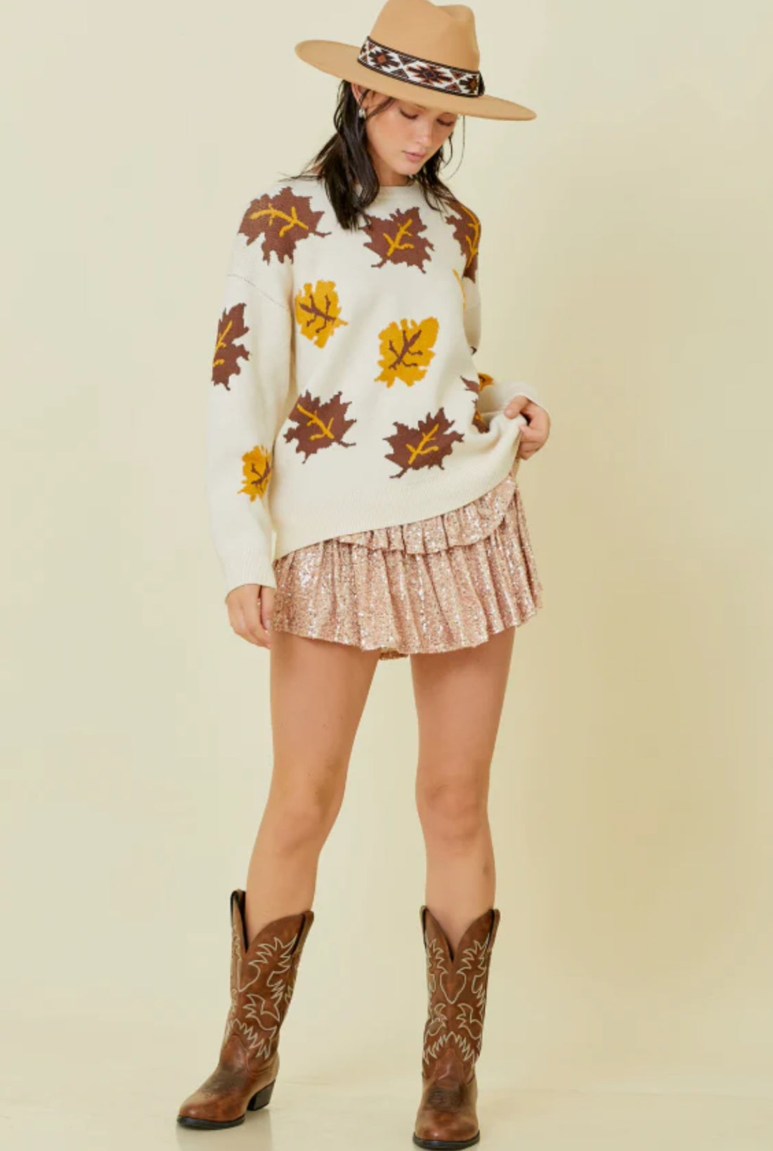 Fall Leaves Knit Sweater