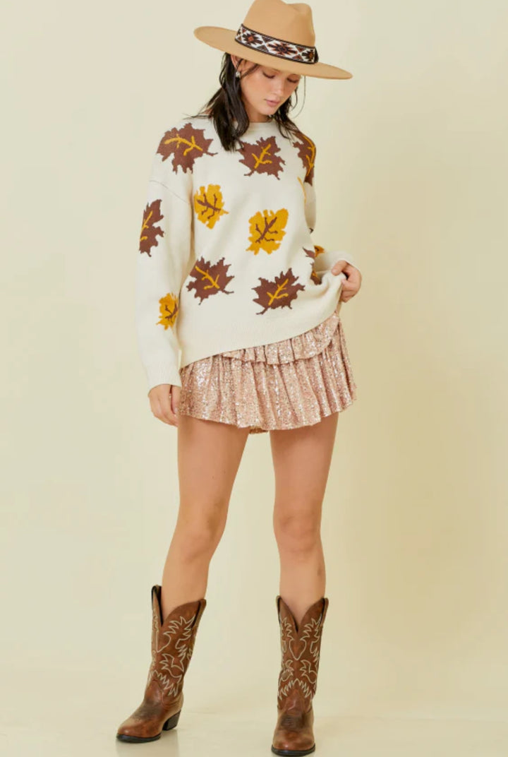 Fall Leaves Knit Sweater