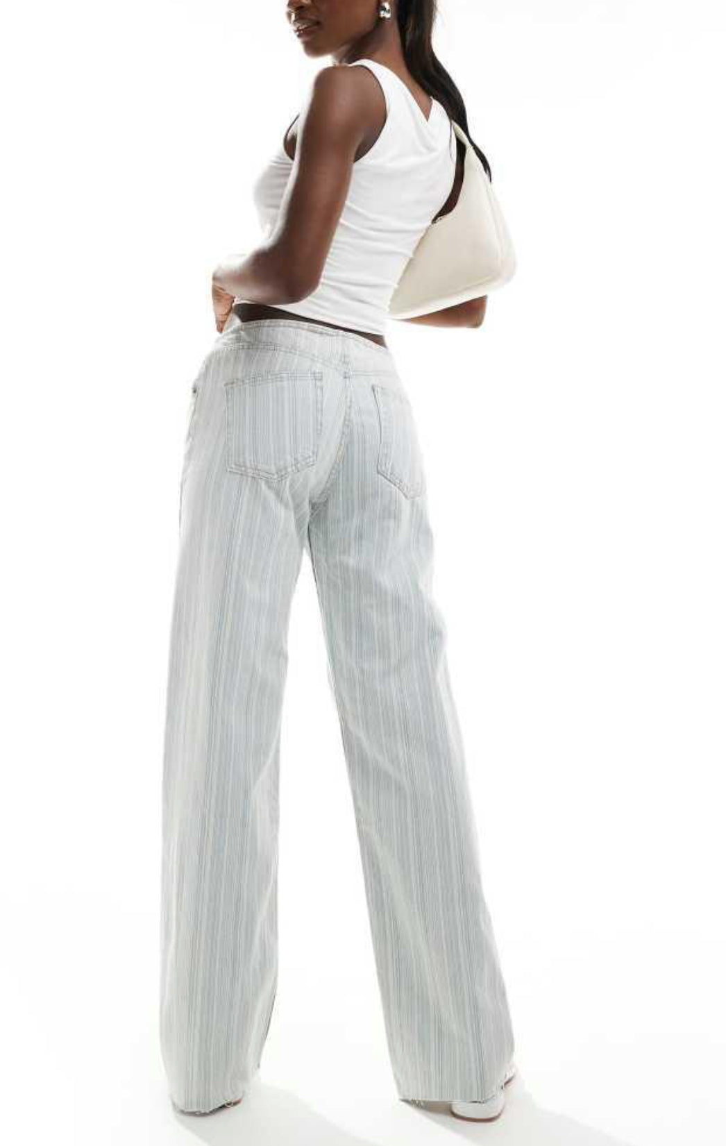 Striped Straight Denim Pants