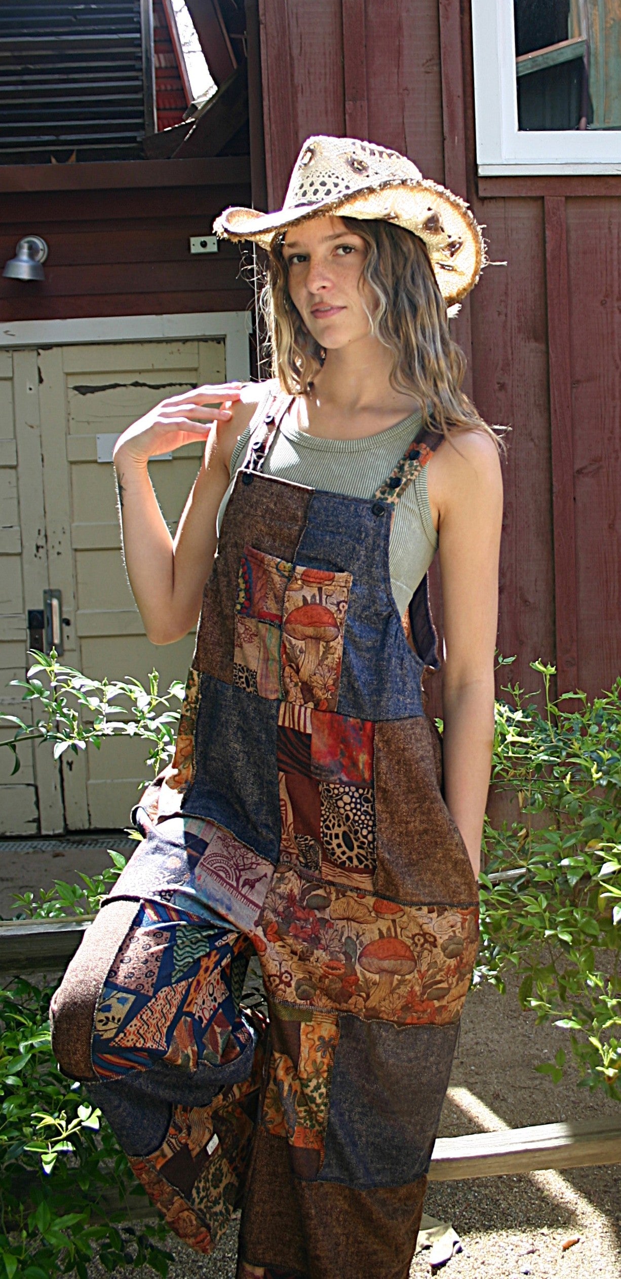 Overall Mushroom Print Patchwork