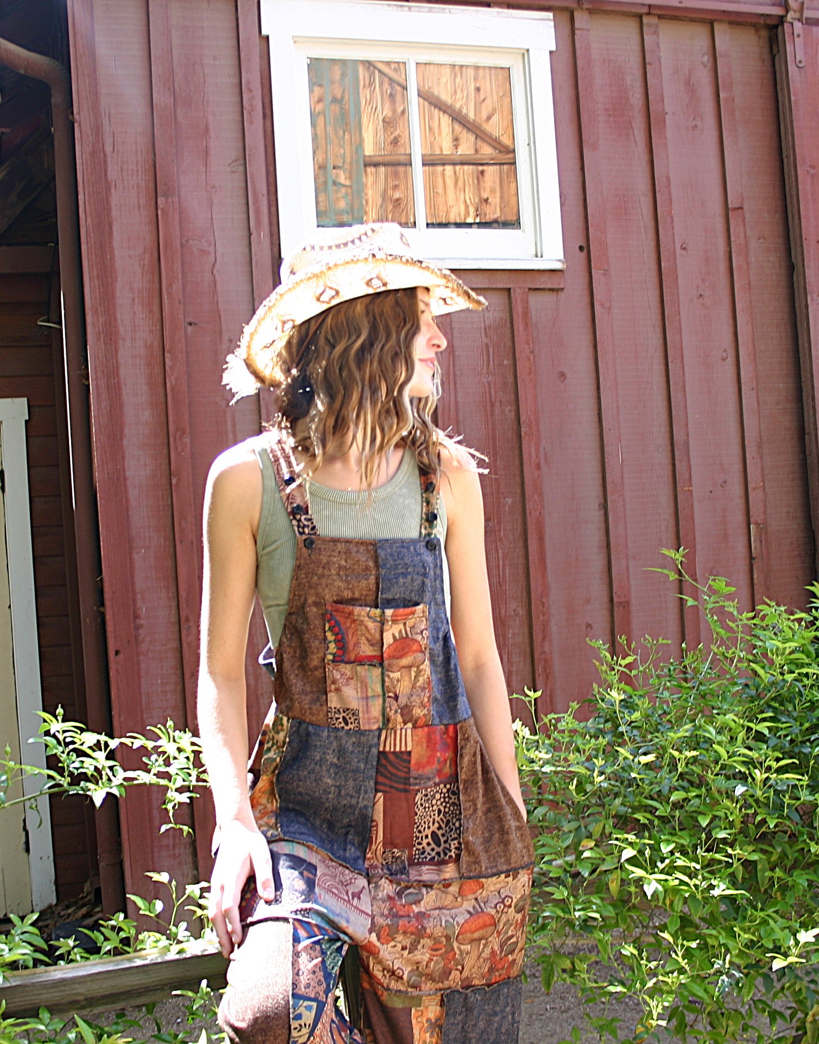 Overall Mushroom Print Patchwork