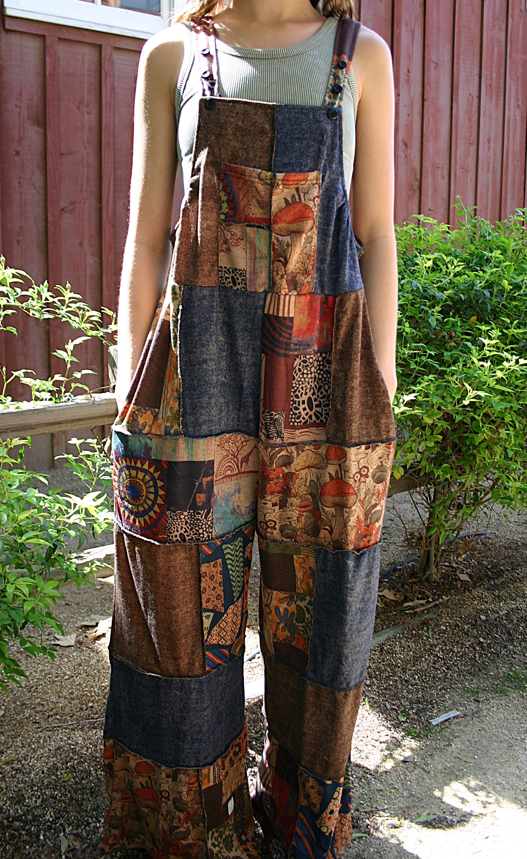 Overall Mushroom Print Patchwork