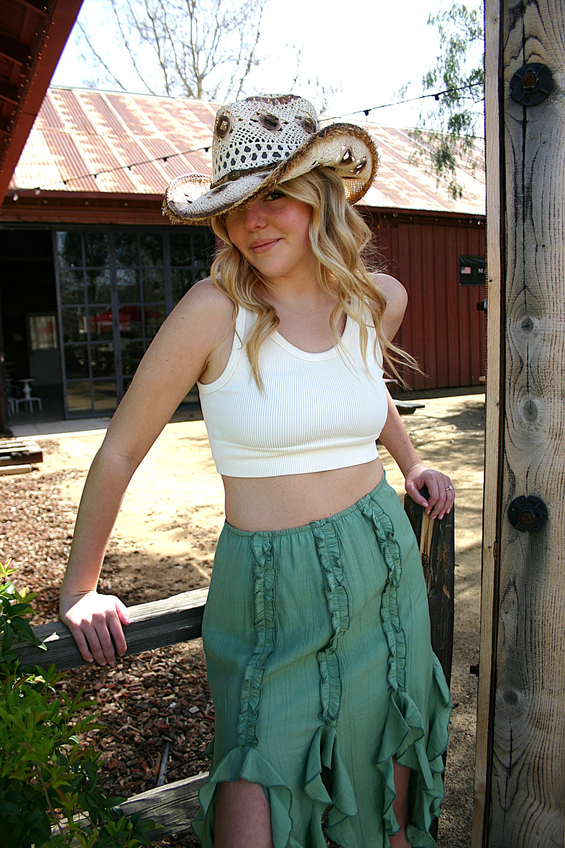 Fringed With Ruffle Design Midi Skirt