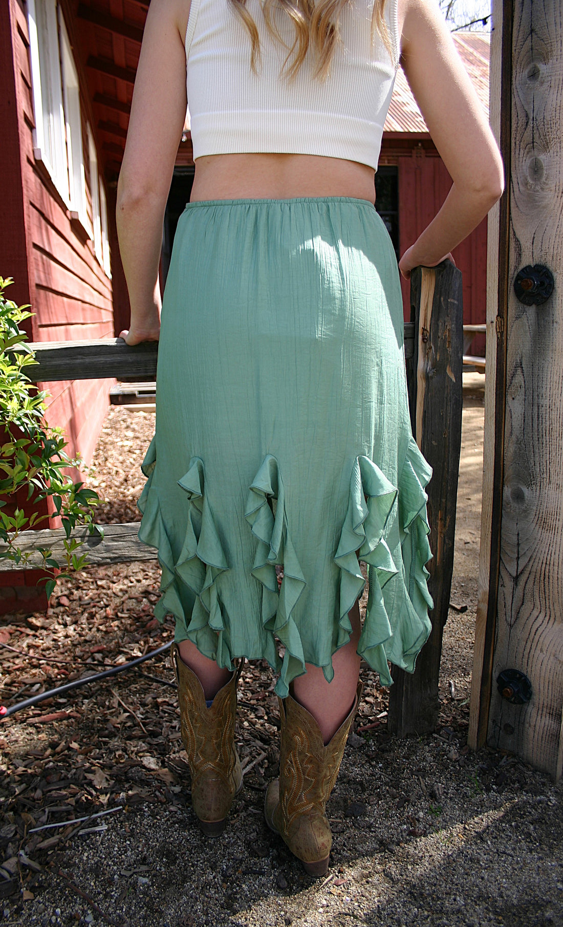 Fringed With Ruffle Design Midi Skirt
