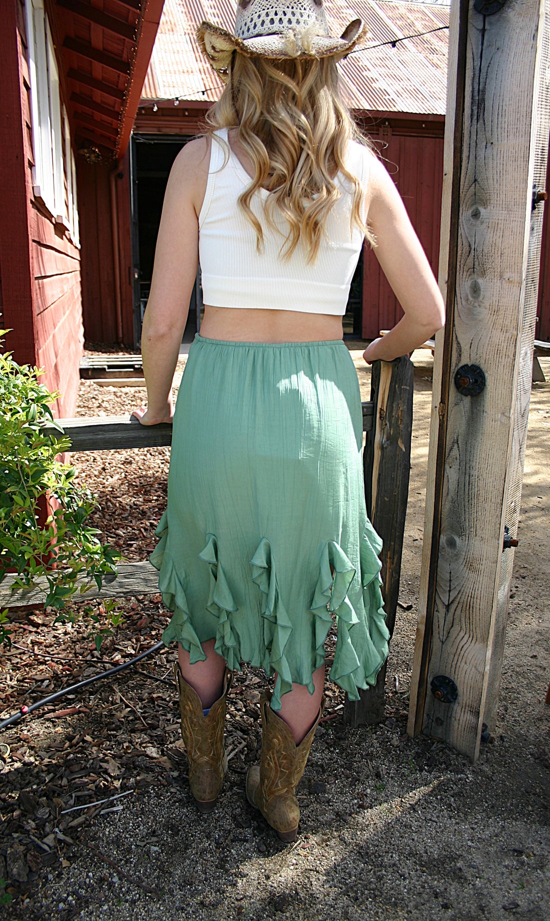 Fringed With Ruffle Design Midi Skirt